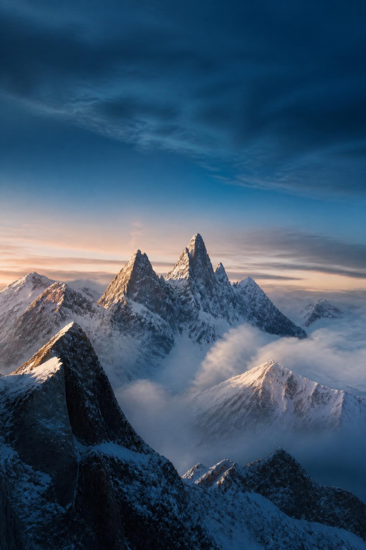 Cordilheira dos Andes coberta de neve na Patagônia